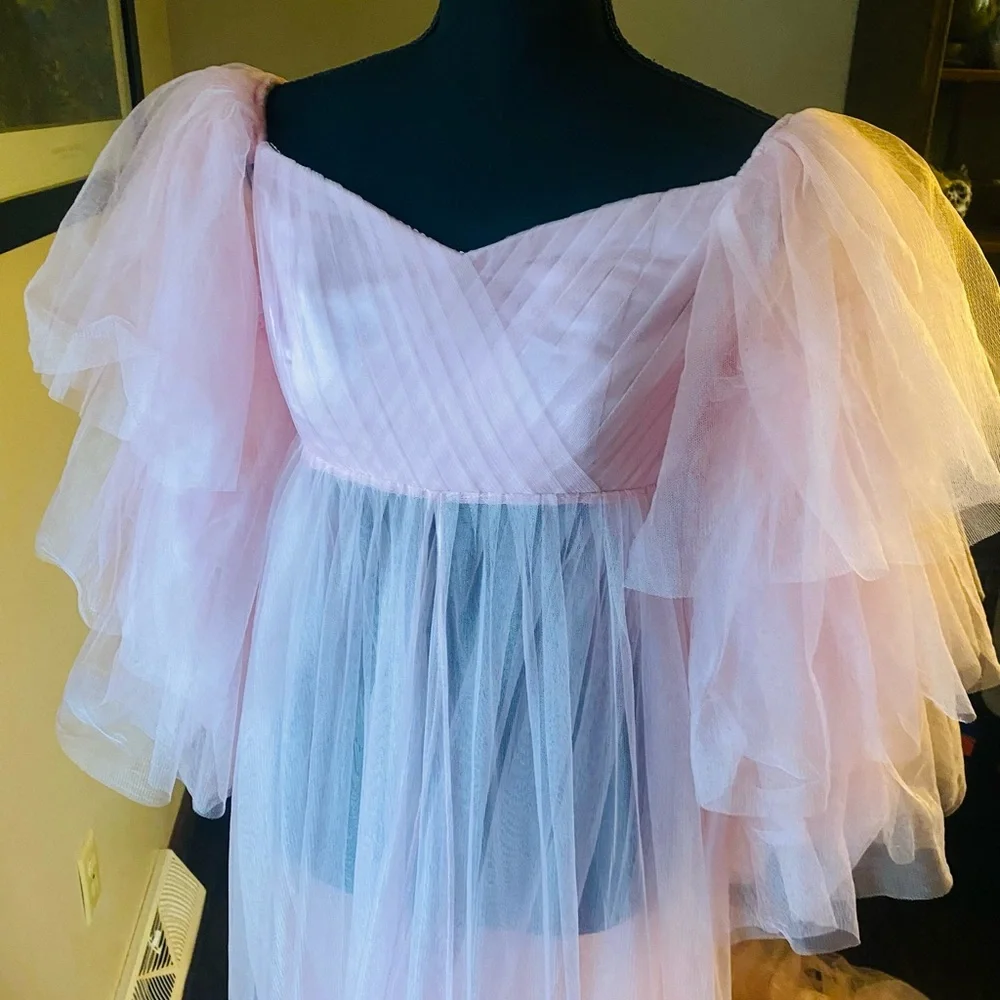 Maternity Dress for Sweetheart Tulle Robe Off Shoulder Dressing Gown. - Picture 8 of 15